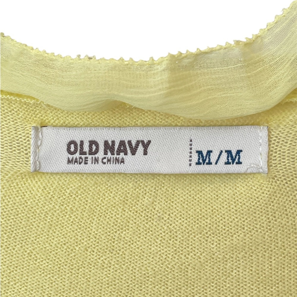 3 for $24 Yellow cardigan w/silver trim and flirty ruffles - Picture 6 of 6